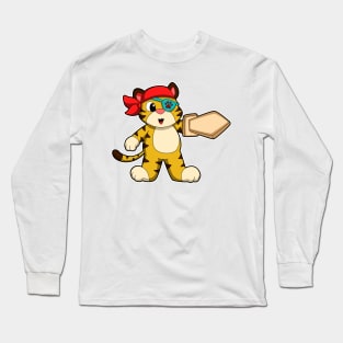 Tiger as Pirate with Eye patch & Sword Long Sleeve T-Shirt